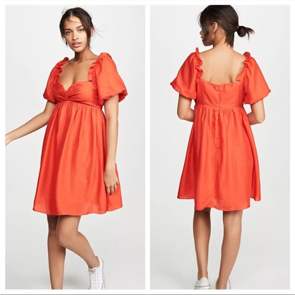 NWT English Factory Balloon Sleeve Babydoll Mini Dress- Size L